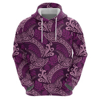 Royal Purple Monstera Zip Hoodie Polynesian Tribal Pattern - Polynesian Pride