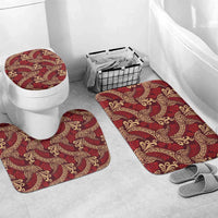 Luxury Red Monstera Bathroom Set Polynesian Tribal Pattern - Polynesian Pride