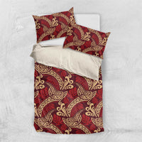 Luxury Red Monstera Bedding Set Polynesian Tribal Pattern - Polynesian Pride