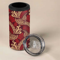 Luxury Red Monstera 4 in 1 Can Cooler Tumbler Polynesian Tribal Pattern - Polynesian Pride