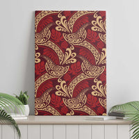 Luxury Red Monstera Canvas Wall Art Polynesian Tribal Pattern - Polynesian Pride
