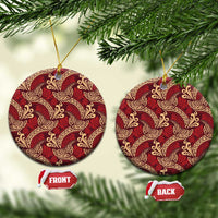 Luxury Red Monstera Ceramic Ornament Polynesian Tribal Pattern - Polynesian Pride