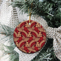 Luxury Red Monstera Ceramic Ornament Polynesian Tribal Pattern - Polynesian Pride