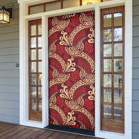 Luxury Red Monstera Door Cover Polynesian Tribal Pattern - Polynesian Pride