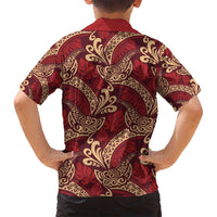 Luxury Red Monstera Family Matching Long Sleeve Bodycon Dress and Hawaiian Shirt Polynesian Tribal Pattern - Polynesian Pride
