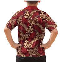 Luxury Red Monstera Family Matching Mermaid Dress and Hawaiian Shirt Polynesian Tribal Pattern - Polynesian Pride