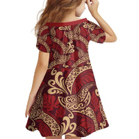 Luxury Red Monstera Family Matching Mermaid Dress and Hawaiian Shirt Polynesian Tribal Pattern - Polynesian Pride
