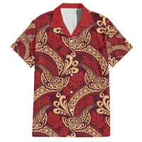Luxury Red Monstera Family Matching Puletasi and Hawaiian Shirt Polynesian Tribal Pattern - Polynesian Pride