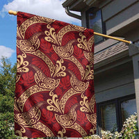 Luxury Red Monstera Garden Flag Polynesian Tribal Pattern - Polynesian Pride