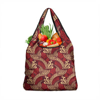 Luxury Red Monstera Grocery Bag Polynesian Tribal Pattern - Polynesian Pride