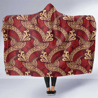 Luxury Red Monstera Hooded Blanket Polynesian Tribal Pattern - Polynesian Pride