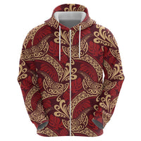 Luxury Red Monstera Hoodie Polynesian Tribal Pattern - Polynesian Pride