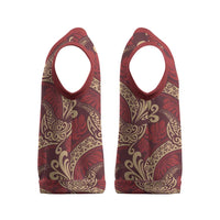 Luxury Red Monstera Christmas Knitted V-Neck Vest Polynesian Tribal Pattern - Polynesian Pride