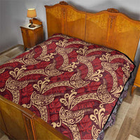 Luxury Red Monstera Quilt Polynesian Tribal Pattern - Polynesian Pride