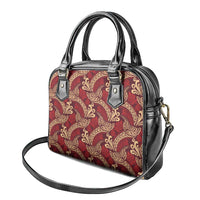 Luxury Red Monstera Shoulder Handbag Polynesian Tribal Pattern - Polynesian Pride