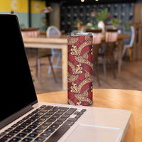 Luxury Red Monstera Skinny Tumbler Polynesian Tribal Pattern - Polynesian Pride