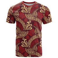 Luxury Red Monstera T Shirt Polynesian Tribal Pattern - Polynesian Pride