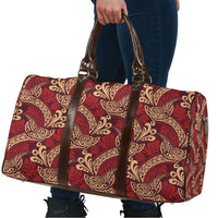 Luxury Red Monstera Travel Bag Polynesian Tribal Pattern - Polynesian Pride