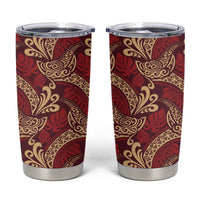 Luxury Red Monstera Tumbler Cup Polynesian Tribal Pattern - Polynesian Pride
