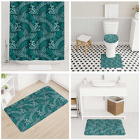 Teal Monstera Bathroom Set Polynesian Tribal Pattern - Polynesian Pride