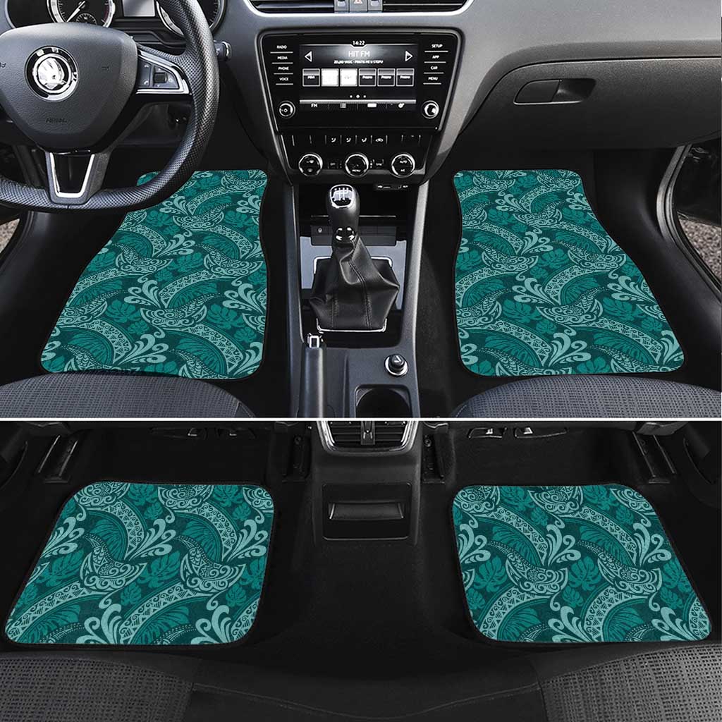 Teal Monstera Car Mats Polynesian Tribal Pattern - Polynesian Pride