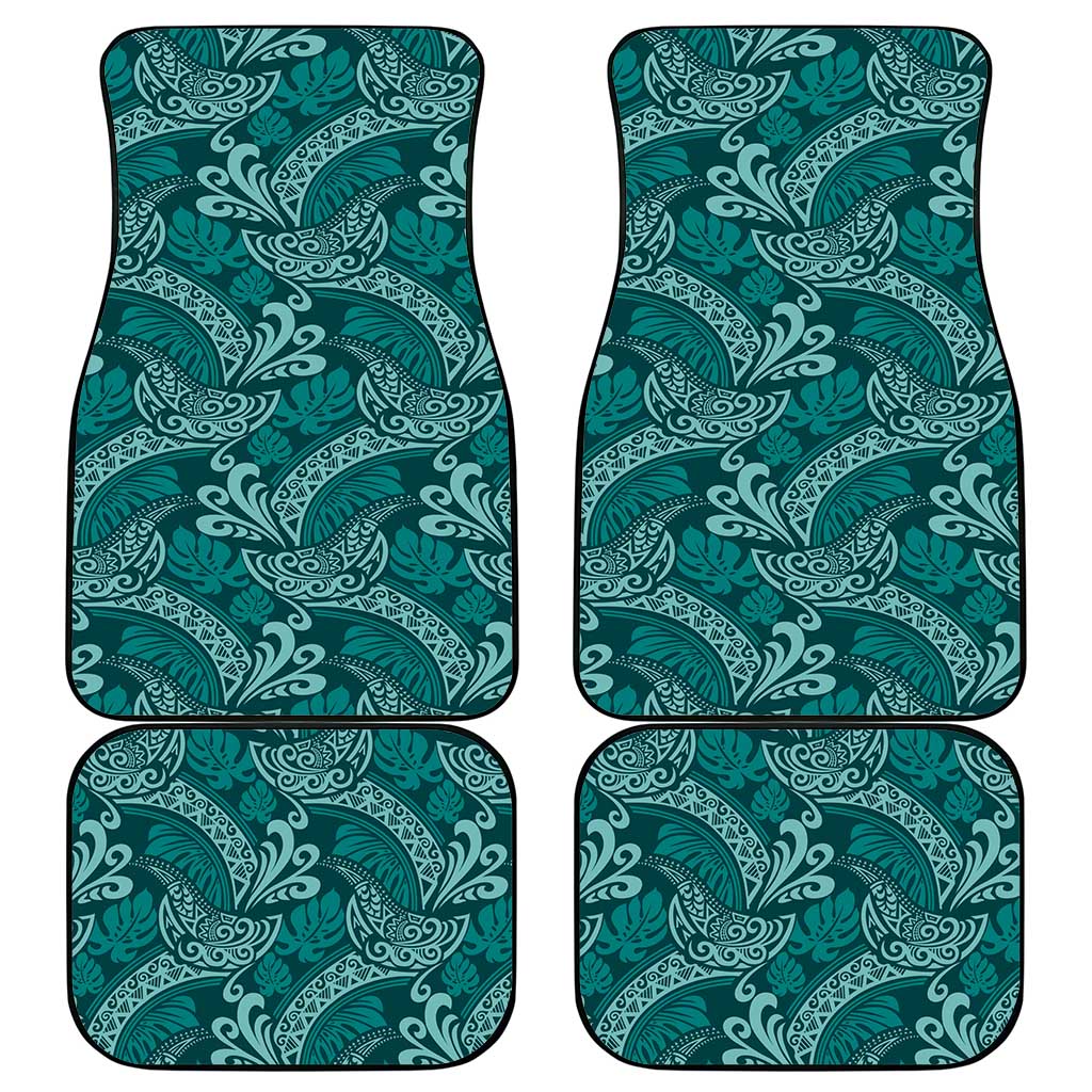 Teal Monstera Car Mats Polynesian Tribal Pattern - Polynesian Pride