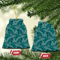 Teal Monstera Ceramic Ornament Polynesian Tribal Pattern - Polynesian Pride