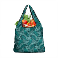 Teal Monstera Grocery Bag Polynesian Tribal Pattern - Polynesian Pride