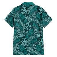 Teal Monstera Hawaiian Shirt Polynesian Tribal Pattern - Polynesian Pride