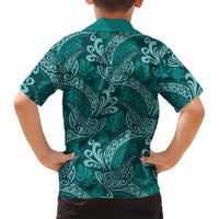 Teal Monstera Hawaiian Shirt Polynesian Tribal Pattern - Polynesian Pride