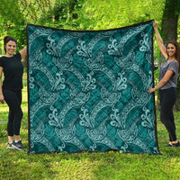 Teal Monstera Quilt Polynesian Tribal Pattern - Polynesian Pride