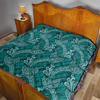 Teal Monstera Quilt Polynesian Tribal Pattern - Polynesian Pride