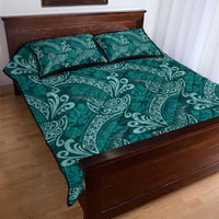 Teal Monstera Quilt Bed Set Polynesian Tribal Pattern - Polynesian Pride