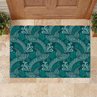 Teal Monstera Rubber Doormat Polynesian Tribal Pattern - Polynesian Pride