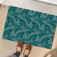 Teal Monstera Rubber Doormat Polynesian Tribal Pattern - Polynesian Pride