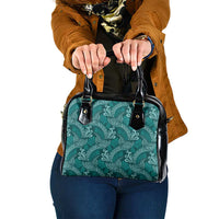 Teal Monstera Shoulder Handbag Polynesian Tribal Pattern - Polynesian Pride