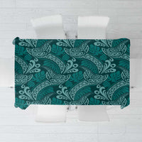 Teal Monstera Tablecloth Polynesian Tribal Pattern - Polynesian Pride