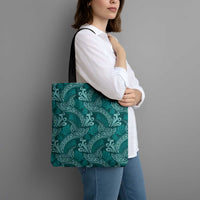 Teal Monstera Tote Bag Polynesian Tribal Pattern - Polynesian Pride