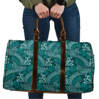 Teal Monstera Travel Bag Polynesian Tribal Pattern - Polynesian Pride