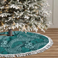 Teal Monstera Tree Skirt Polynesian Tribal Pattern - Polynesian Pride