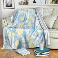Anthurium Plumeria Lei Pastel Blanket Blue Hawaiian Splendid Palaka