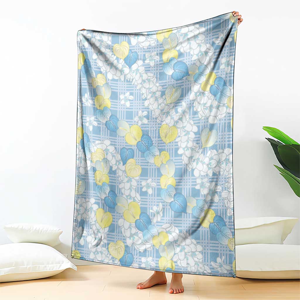 Anthurium Plumeria Lei Pastel Blanket Blue Hawaiian Splendid Palaka