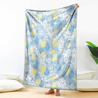 Anthurium Plumeria Lei Pastel Blanket Blue Hawaiian Splendid Palaka