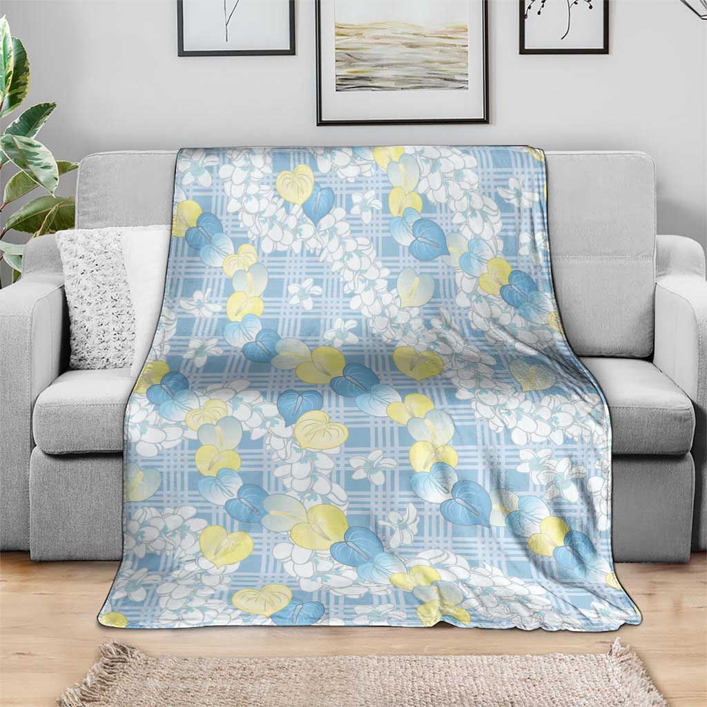 Anthurium Plumeria Lei Pastel Blanket Blue Hawaiian Splendid Palaka