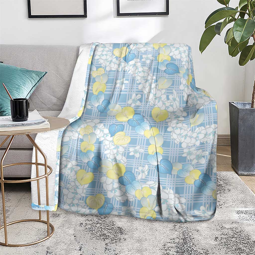 Anthurium Plumeria Lei Pastel Blanket Blue Hawaiian Splendid Palaka