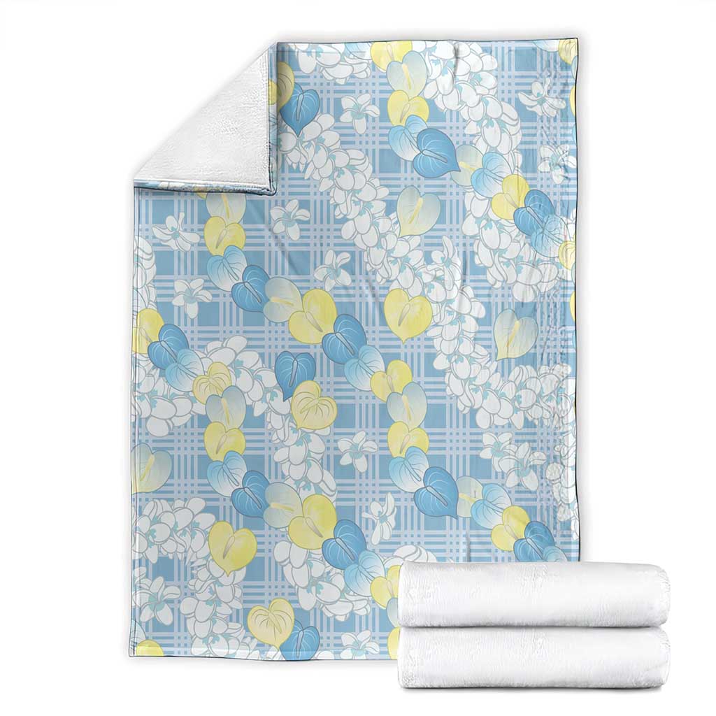 Anthurium Plumeria Lei Pastel Blanket Blue Hawaiian Splendid Palaka