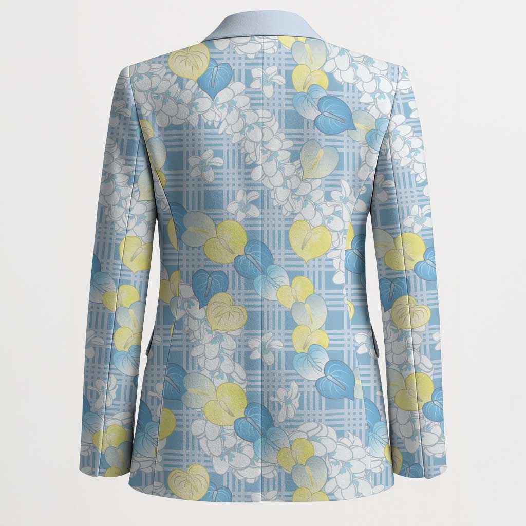 Anthurium Plumeria Lei Pastel Blazer Blue Hawaiian Splendid Palaka