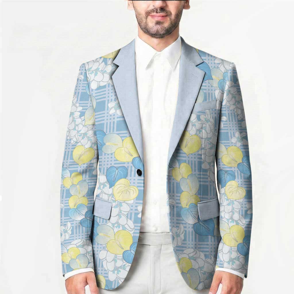 Anthurium Plumeria Lei Pastel Blazer Blue Hawaiian Splendid Palaka