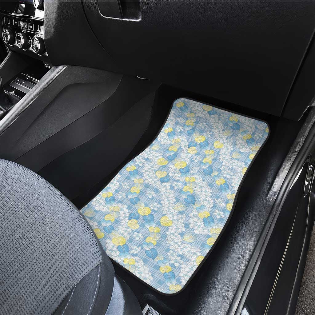 Anthurium Plumeria Lei Pastel Car Mats Blue Hawaiian Splendid Palaka