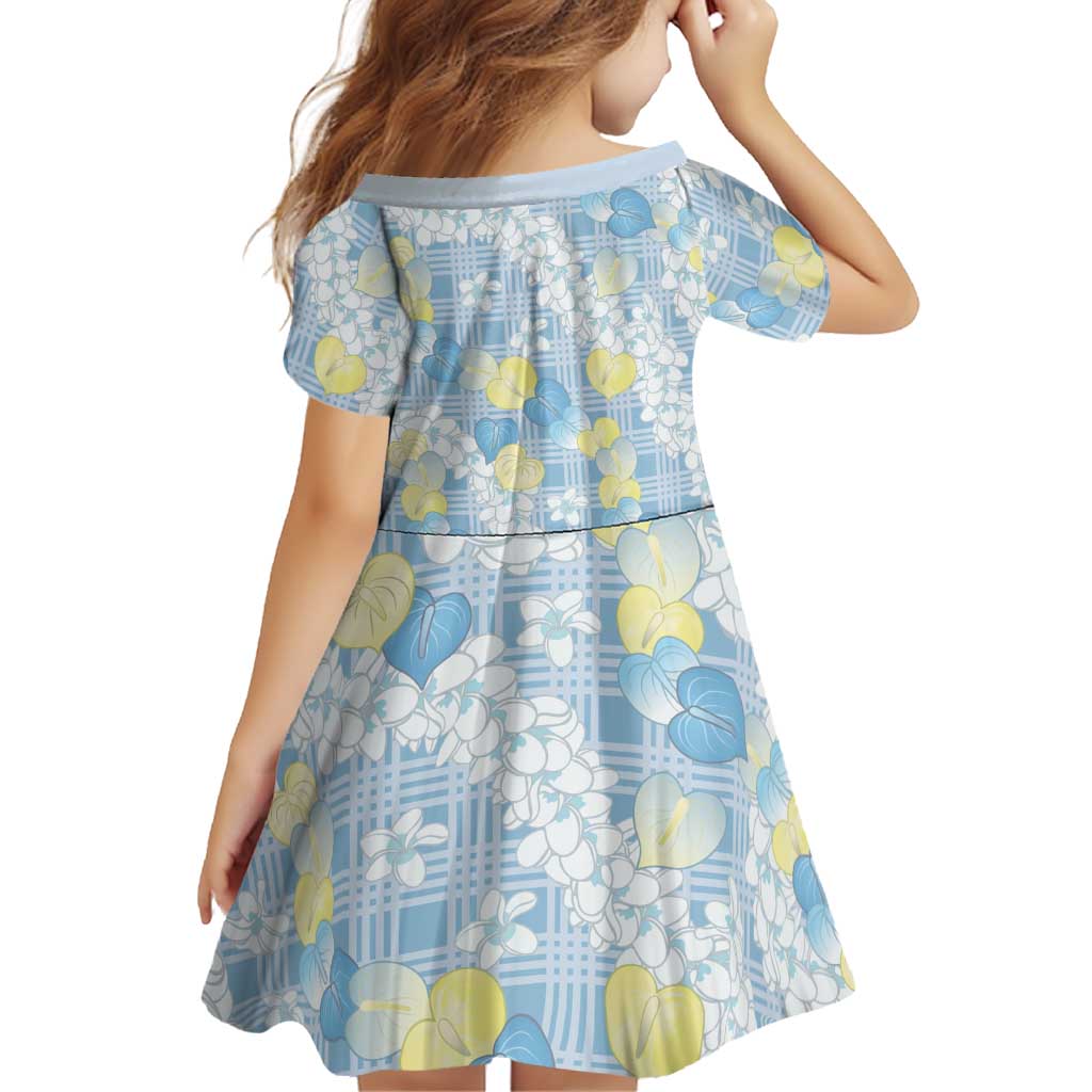 Anthurium Plumeria Lei Pastel Family Matching Off Shoulder Maxi Dress and Hawaiian Shirt Blue Hawaiian Splendid Palaka